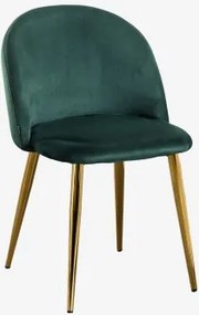 Pack De 2 Cadeiras De Jantar Estofadas E Em Aço Kana Dourado & Velluto Verde Selva & Veludo - Sklum