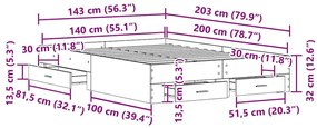 Estrutura de Cama com Gavetas Madeira Envelhecida