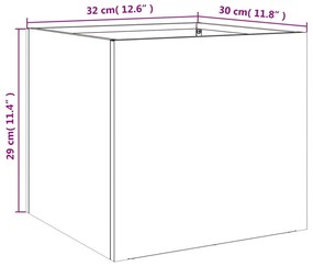 Vaso/floreira 32x30x29 cm aço galvanizado prateado