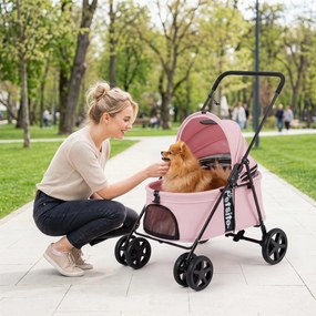 Carrinho para Animais de Estimação, 80 x 57 x 100 cm, Dobrável, Rosa