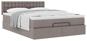Cama otomana com colchão 140x200 cm tecido cinza