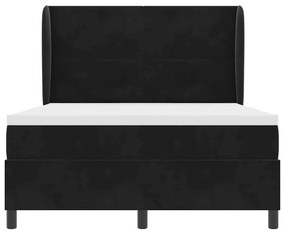 Cama Box Spring com Colchão Preto 140 x 190 cm em Veludo