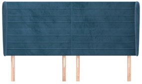 Cabeceira cama c/ abas veludo 163x23x118/128 cm azul-escuro