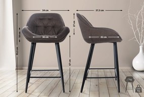 Conjunto de 2 bancos de bar Gibson em tecido e com estrutura preta 54 x 103 x 57,5 cm Castanho