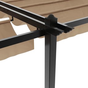 Gazebo jardim c/ teto retrátil 3x6 m alumínio cinza-acastanhado