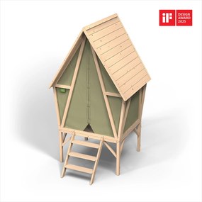 Casa brincar madeira para exterior Yuki 300 com escorrega verde e natural