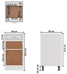 Armário inferior c/ gavetas “Lyon” derivados de madeira branco