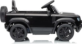 Carro elétrico para Crianças 12V 4x4 Land Rover Defender Rodas de espuma EVA, Assento Couro ecológico, Controlo remoto Preto