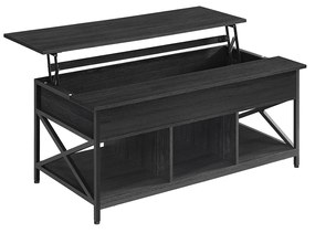 Mesa de centro regulável em altura com espaço de arrumação oculto 60 x 120 x (48-62) cm cinzento antracite e preto