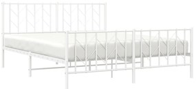 Estrutura de cama com cabeceira e pés 160x200 cm metal branco