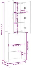 Armário máquina de lavar roupa 64x25,5x190 cm branco