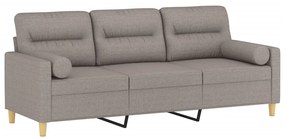 Sofá 3 lug. +almofadas decoração 180cm tecido cinza-acastanhado