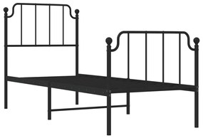 Estrutura de cama com cabeceira e pés 80x200 cm metal preto