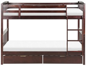 Beliche com gavetas em madeira de pinho escura 90 x 200 cm REVIN Beliani