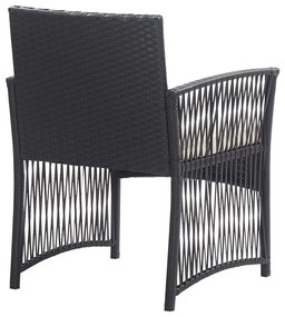 4 pcs conjunto lounge de jardim c/ almofadões vime PE preto