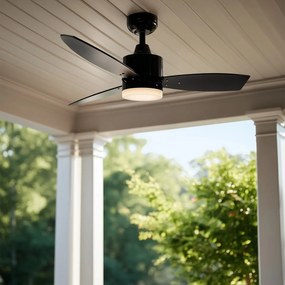 Ventilador de teto exterior preto 91,3 cm incl. LED regulável com controlo remoto IP44 - Toledo