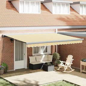 vidaXL Toldo Retrátil laranja e branco 450 × 300 cm Tecido, Metal