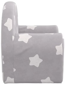 Sofá-cama infantil c/ estrelas pelúcia macia cinzento-claro