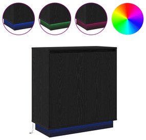 Aparador vidaXL com LED em Carvalho Preto 71x34,5x75 cm em Madeira Eng