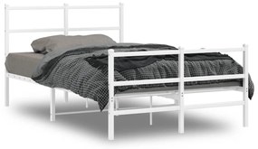 vidaXL Estrutura de cama com cabeceira e pés 120x190 cm metal branco