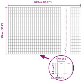 Cerca Euro com 10 Postes Cinza 1x10 m Aço
