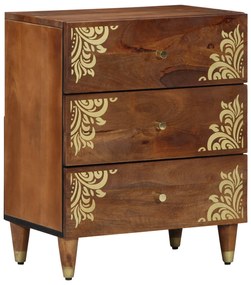 vidaXL mesa de cabeceira Castanho mel com padrões decorativos dourados