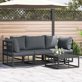vidaXL Conjunto de Sofá de Jardim 4 pcs Preto 70 x 70 x 32 cm Alumínio