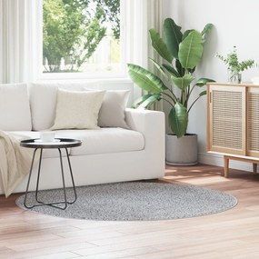 Tapete Shaggy vidaXL com Costura de Látex Cinza ø160 cm