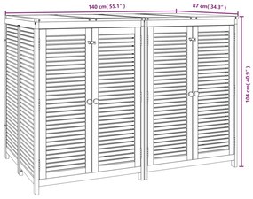 Caixa de arrumação para jardim 140x87x104 cm acácia maciça