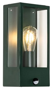 Candeeiro de parede exterior verde escuro com sensor de movimento IP44 - Rotterdam Industrial