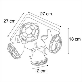 LED Candeeiro de tecto marrom ferrugem madeira 4-lâmpadas-WiFi GU10 - GINA Industrial