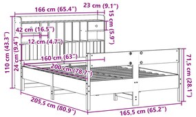 Cama com estante sem colchão 160x200 cm pinho maciço