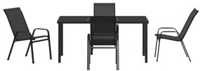 Conjunto de Jantar para Jardim vidaXL de 5 Peças Preto Textileno e Aço
