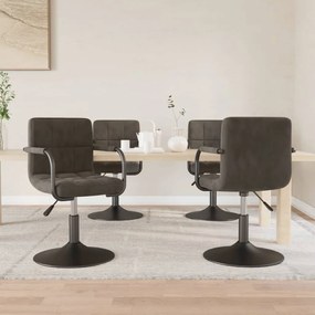 Cadeiras de jantar giratórias 4 pcs veludo cinzento-escuro