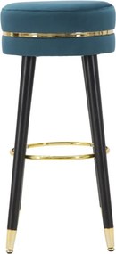 BANCO DE BAR PARIS Ø 35X74 CM AZUL-PETROL, DOURADO E PRETO