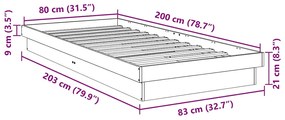 Estrutura de cama sem colchão 80x200 cm Madeira maciça carvalho
