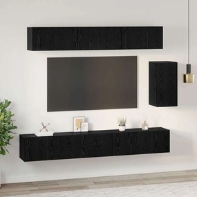 Conjunto de móvel de TV 6 pcs Carvalho Preto 100 x 30 x 30 cm