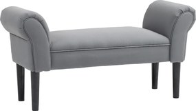 HOMCOM Banco de Pé de Cama Estofado em Linho Sintético com Pés de Madeira Braços e Assento Acolchoado Cinzento Escuro | Aosom Portugal