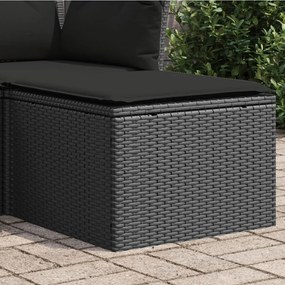 vidaXL Banco de jardim com almofadão 55x55x37 cm vime PE preto