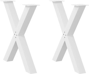 vidaXL Pés para mesa de jantar em formato de X, 2 peças, branco, 80x (72-73) cm, aço