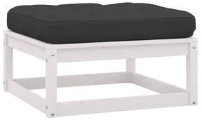 9 pcs conj. lounge de jardim c/ almofadões pinho maciço branco
