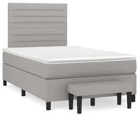 vidaXL Cama boxspring com colchão 120x190 cm tecido cinzento-claro