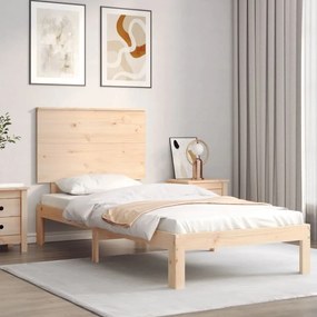 vidaXL Estrutura cama de solteiro pequena c/ cabeceira madeira maciça