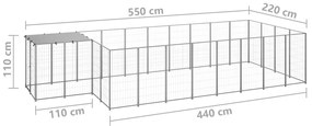 Canil 10,89 m² aço prateado