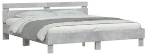 Estrutura de cama c/ cabeceira derivados madeira cinza-cimento