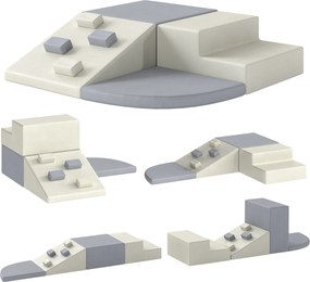 Conjunto de 4 Blocos de Espuma para Psicomotricidade, Escalar e Gatinhar, 1-3 Anos, Cinzento-claro e Bege