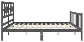 Estrutura de cama com cabeceira 200x200 cm madeira maciça cinza