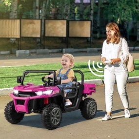 Carro elétrico de 2 lugares infantil com controle remoto dumper, conexão sem fio, música usb, 119x68x65 cm Rosa