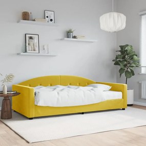 3197289 vidaXL Sofá-cama com colchão 100x200 cm veludo amarelo