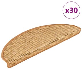 vidaXL Tapetes escada adesivos aspeto sisal 30pcs 65x21x4 cm sisal